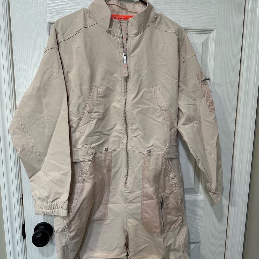 Beige Zip-Up Jumpsuit